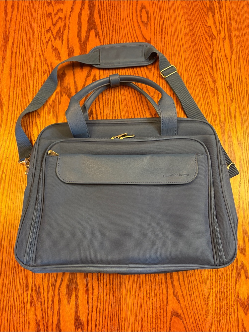 New Samantha Brown Blue Carry-all Satchel Laptop Messenger Travel Bag
